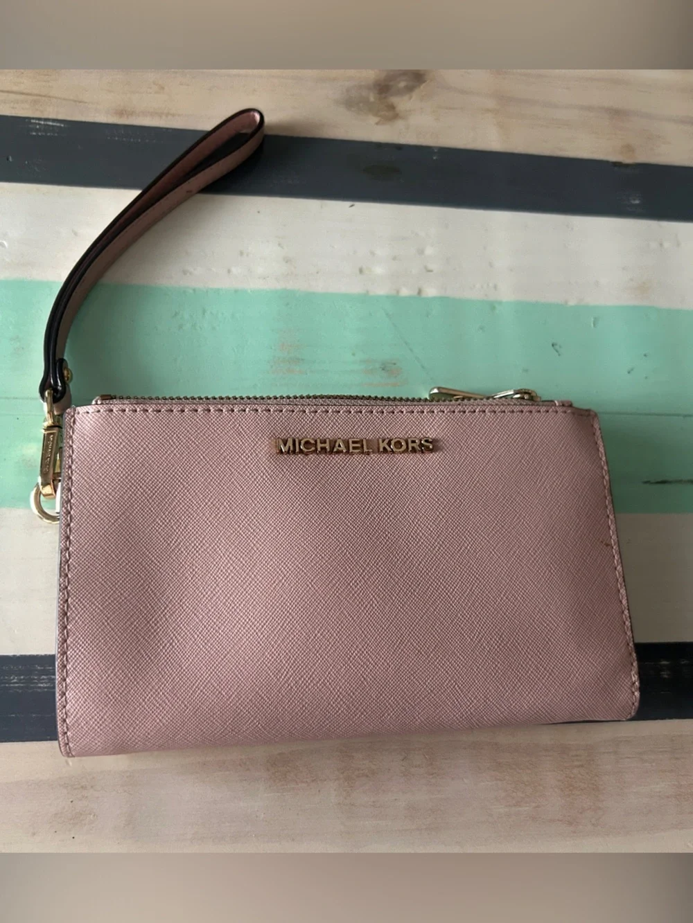Michael Kors Blush Pink Saffiano Wristlet Clutch
